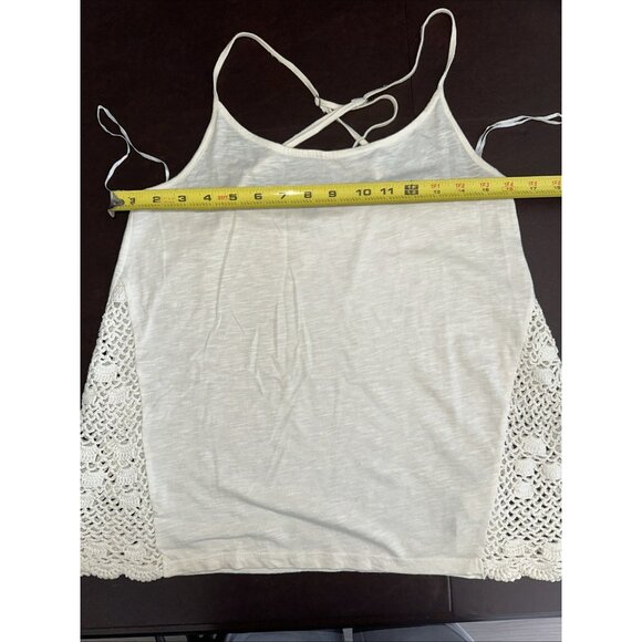 Roxy Womens Crocheted Accent Ivory Tank Top With Adjustable Straps size S - Picture 8 of 9